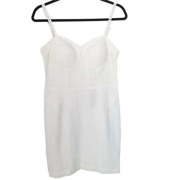 Rebecca Minkoff White Eyelet Lace Bustier Claudia Dress Sz L - Picture 7 of 14